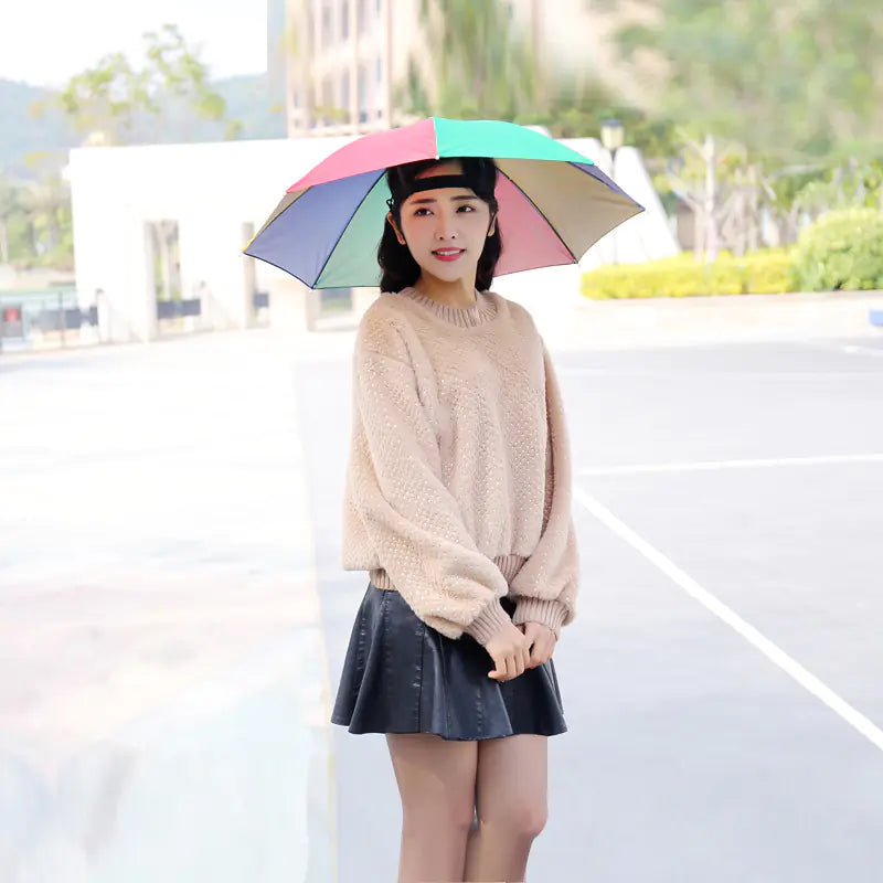 Double-Layer Waterproof Fishing Umbrella Hat for Outdoors